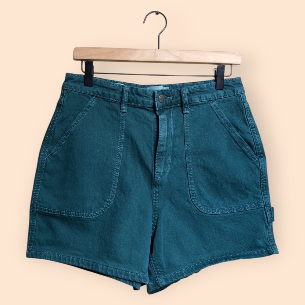 Universal Thread Teal Blue Green Carpenter Shorts Highest Rise MIDI Women 6/28